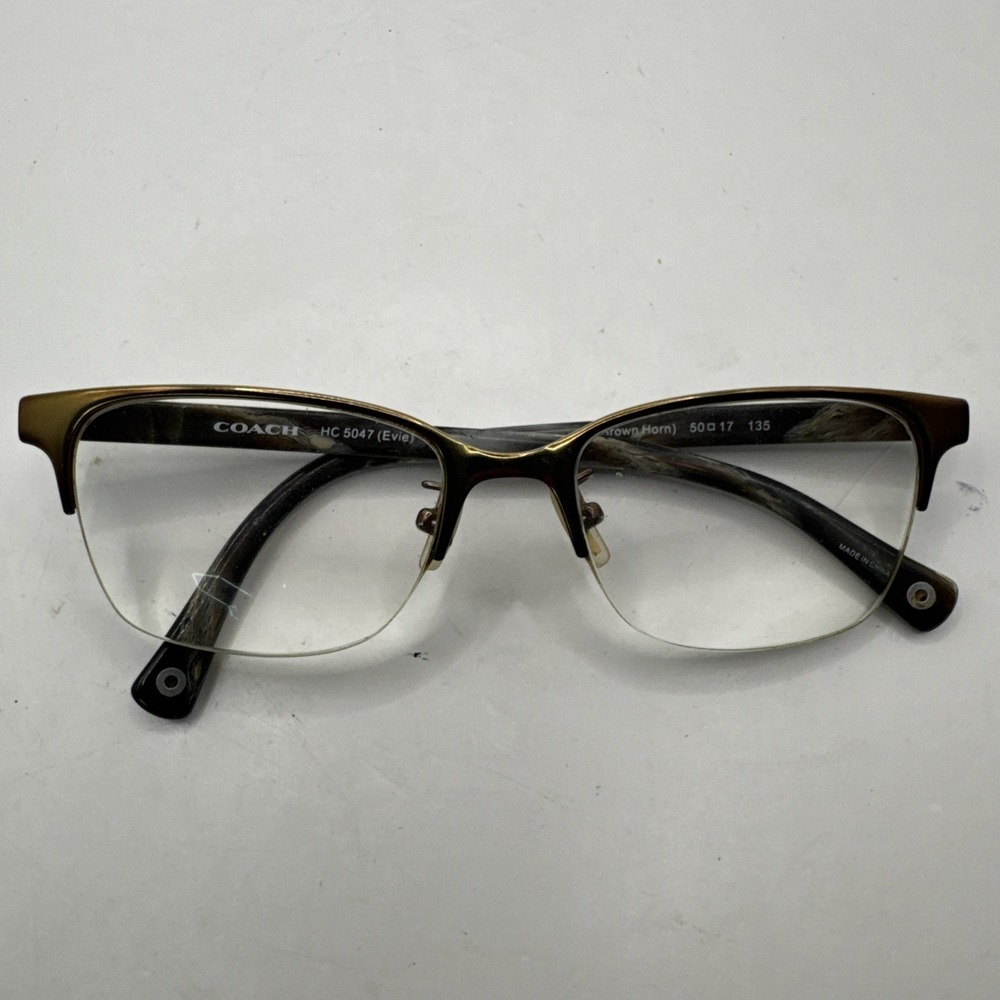 Coach HC 5047 9163 Half Rim Dark Brown Horn Eyeglasses Frame 50-17-135